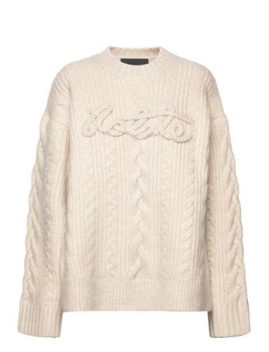 Cable Knit Logo Sweater ROTATE Birger Christensen Beige