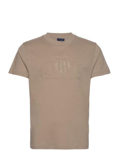 Reg Tonal Shield Ss T-Shirt GANT Beige