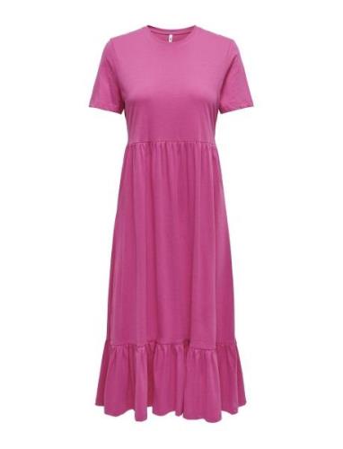 Onlmay Life S/S Peplum Calf Dress Jrs ONLY Pink