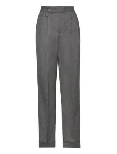 Pleated Wool Twill Straight Pant Lauren Ralph Lauren Grey