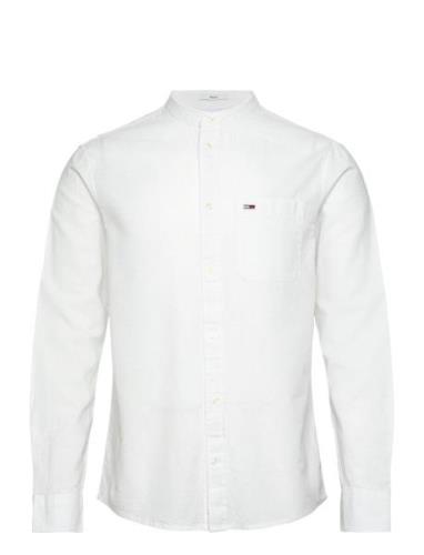 Tjm Reg Mao Linen Blend Shirt Tommy Jeans White