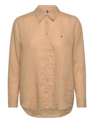 Linen Relaxed Shirt Ls Tommy Hilfiger Brown