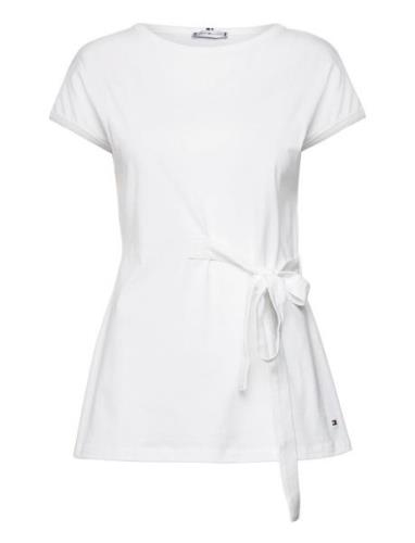Rouged Wrap Top Ss Tommy Hilfiger White
