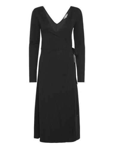 F&F Wrap Midi Dress Ls Tommy Hilfiger Black