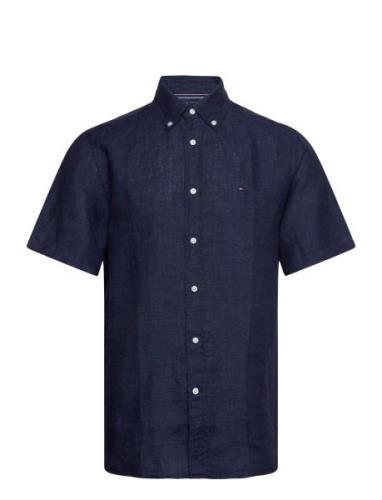 Pigment Dyed Linen Rf Shirt S/S Tommy Hilfiger Navy