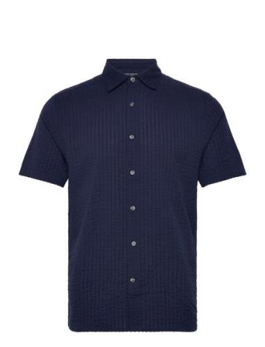 Ss Seersucker Check Shirt French Connection Navy