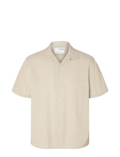 Slhrelaxnew-Linen Shirt Ss Resort Selected Homme Beige