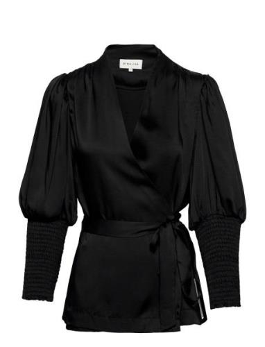 Hope Satin Wrap Blouse Malina Black