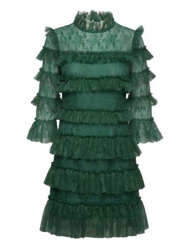 Carmine Frill Lace Mini Dress Malina Green