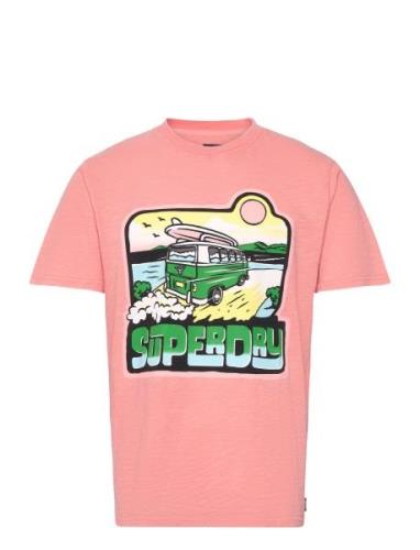 Neon Travel Graphic Loose Tee Superdry Pink