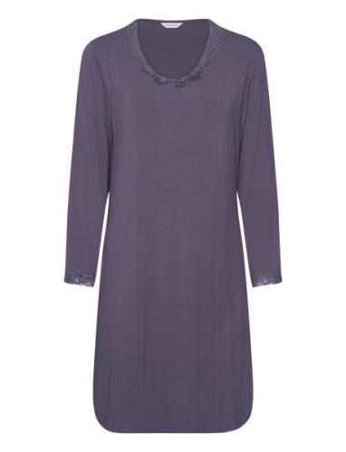 Bamboo Long Sleeve Nightdress With Lady Avenue Purple
