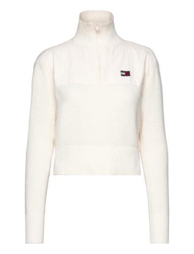 Tjw Half Zip Badge Rib Sweater Tommy Jeans White