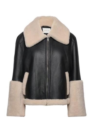 Gaia Cropped Shearling Jacket Malina Black