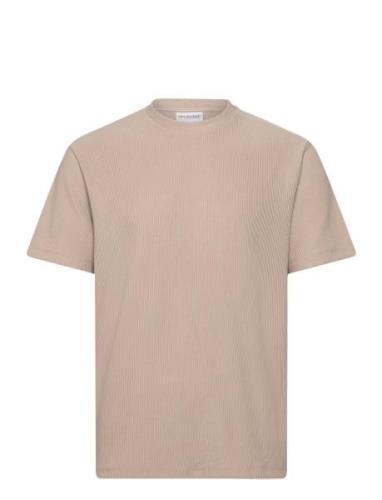 Slhrelax-Plisse Tee Ex Selected Homme Beige