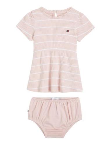 Baby Striped Rib Dress S/S Tommy Hilfiger Pink