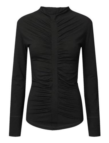 Jeeva - Wool Jersey Gathered Top Rabens Sal R Black