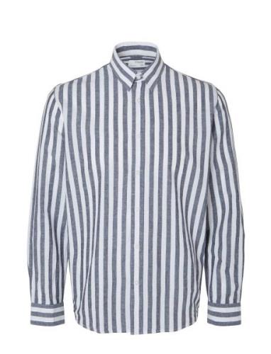 Slhregnew-Linen Shirt Ls Classic W Selected Homme Blue