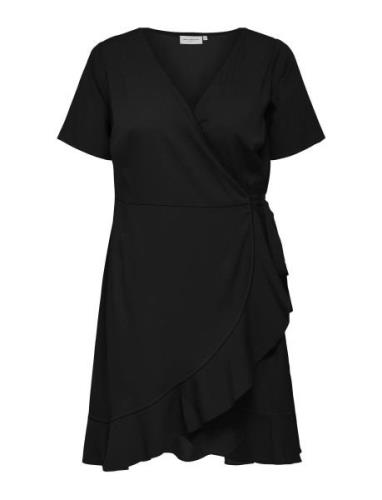 Carlivia S/S Wrap Knee Dress Wvn Noos ONLY Carmakoma Black