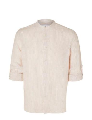 Slhregkylian-Linen Shirt Ls Band Selected Homme Pink