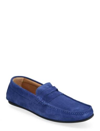 Slhsergio Suede Penny Driving Shoe B Selected Homme Blue