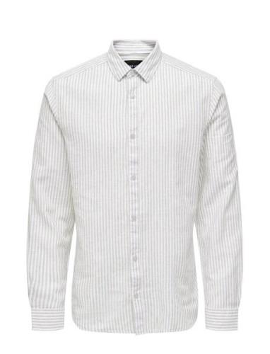 Onscaiden Ls Stripe Linen Shirt 660 Noos ONLY & SONS Beige