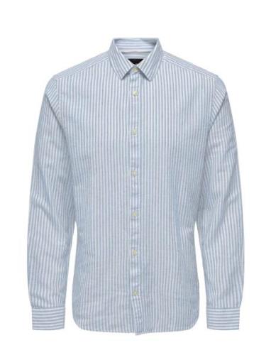 Onscaiden Ls Stripe Linen Shirt 6601Noos ONLY & SONS Blue