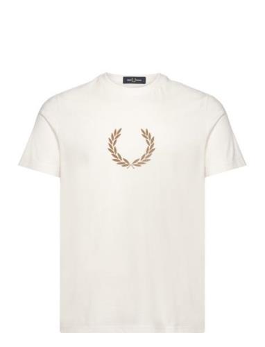 Flocked Laurel W Gra Tee Fred Perry White