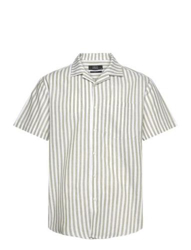 Giles Bowling Striped Shirt S/S Clean Cut Copenhagen Green