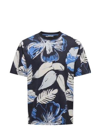 Onsarthuer Rlx Sage Leaf Aop Ss Tee ONLY & SONS Navy