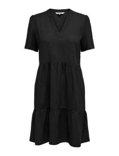 Onltiri-Caro S/S V-Neck Lin Dress Cc Pnt ONLY Black