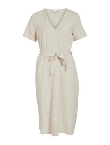 Viprisilla S/S V-Neck Midi Dress Vila Cream