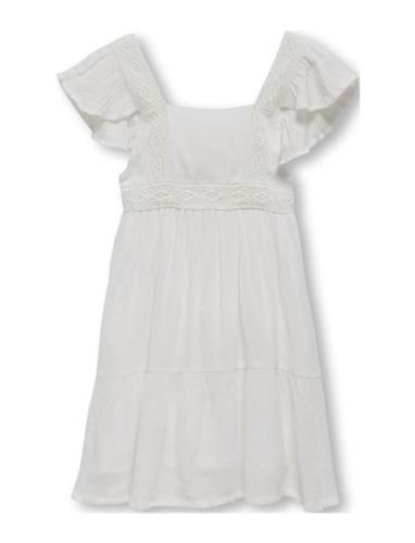 Kmgeva S/L Back Cut Out Dress Wvn Kids Only White