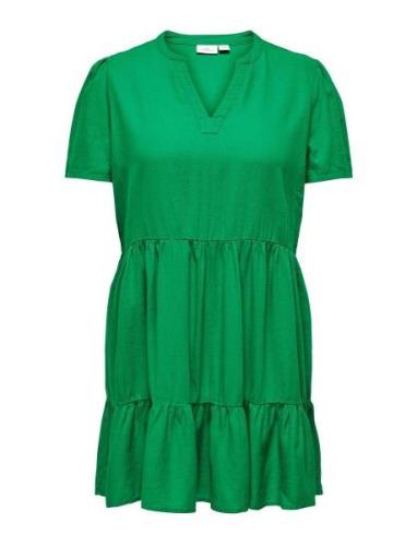 Cartiri-Caro S/S V-Neck Lin Dress Tlr ONLY Carmakoma Green