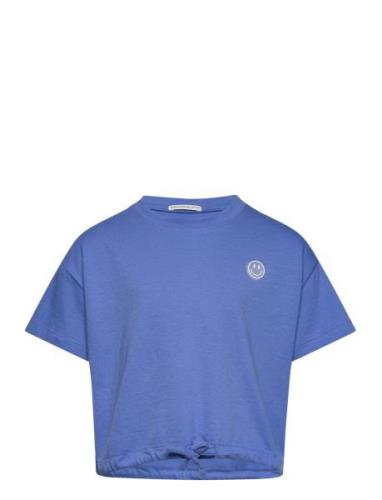 Cropped T-Shirt With Badge Tom Tailor Blue