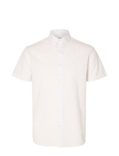 Slhregkylian-Linen Shirt Ss Classic Selected Homme White