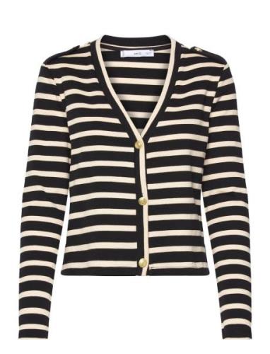 Striped Cardigan With Buttons Mango Black