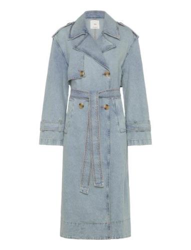 Double Breasted Denim Trench Mango Blue