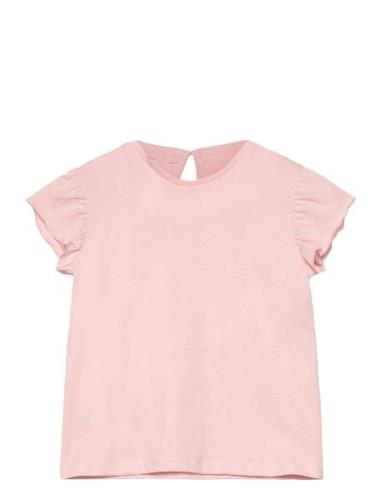 Frills Cotton T-Shirt Mango Pink