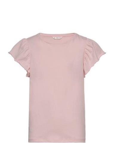 Short-Sleeved Ruffle T-Shirt Mango Pink