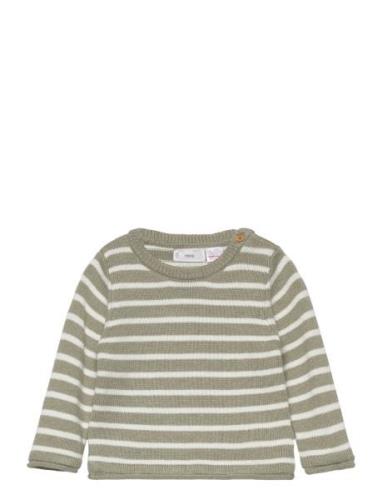 Striped Cotton-Blend Sweater Mango Green