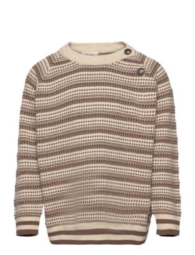 O-Neck Light Nordic Knit Sweater Petit Piao Brown