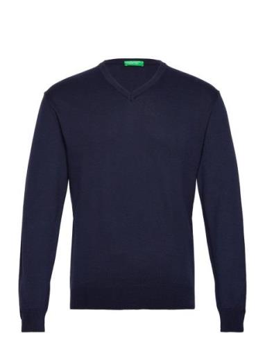 V Neck Sweater L/S United Colors Of Benetton Blue