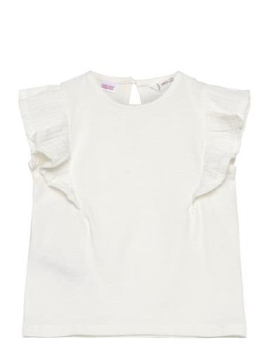 Short-Sleeved Ruffle T-Shirt Mango White