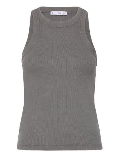 Washed Ribbed Cotton Top Mango Grey