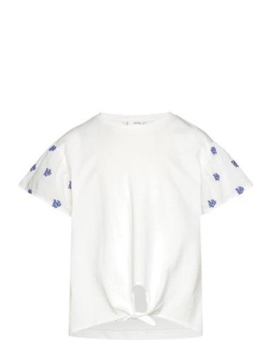 Embroidered Short Sleeve T-Shirt Mango White