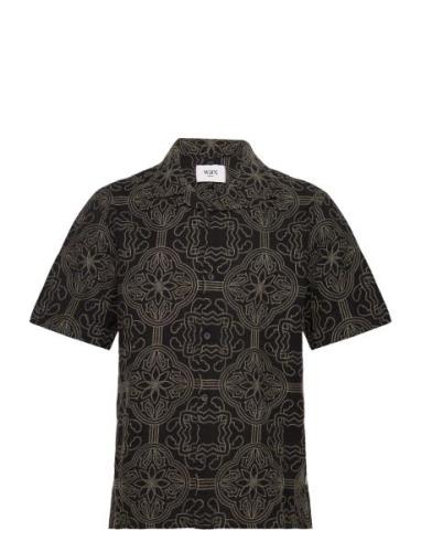 Didcot Ss Shirt Tile Stitch Black/Green Wax London Black