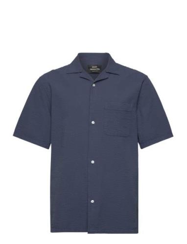 Seersucker Kenji Shirt Ss Mads Nørgaard Blue