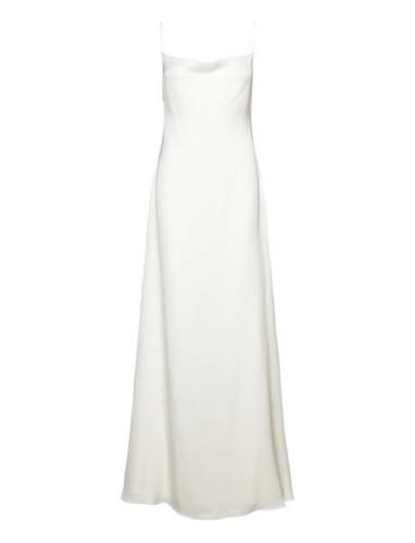 Olivia Crowl Neck Slip Bridal Gown Malina White