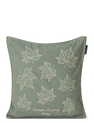 Leaves Embroidered Linen/Cotton Pillow Cover Lexington Home Green