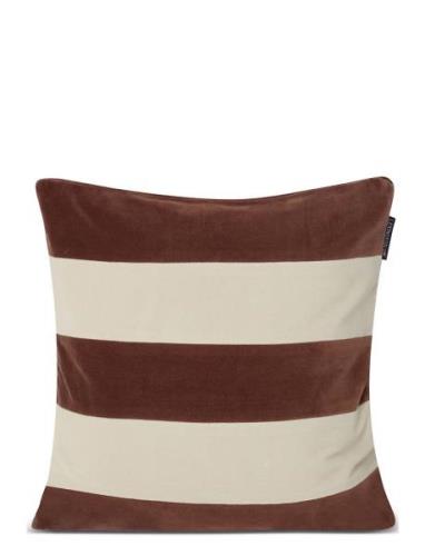 Block Striped Organic Cotton Velvet Pillow Cover Lexington Home Brown